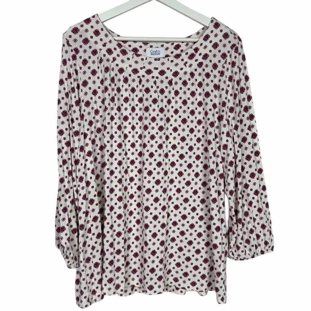 Croft & Barrow XXL Pullover Top Cream & Pink